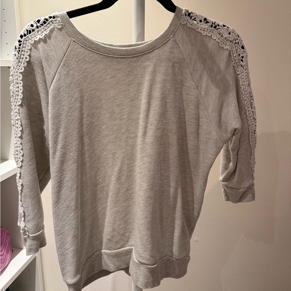 Forever 21 Gray Sweater with Lace Details
